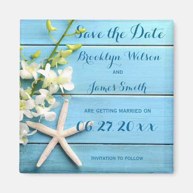 Starfish Hochzeit speichern Sie das Date Magnet mi (Vorne)