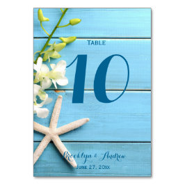 Starfish Hochzeit Tischnummern mit Orchideen