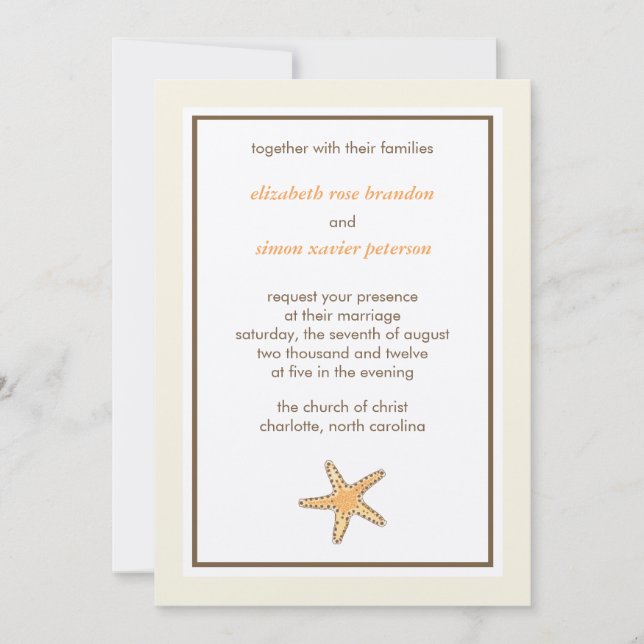 Starfish - Hochzeitskarte Einladung (Vorderseite)