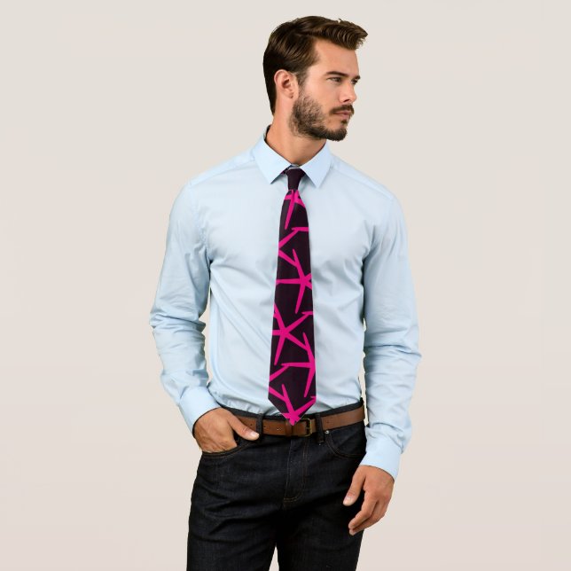 Starfish Hot Pink Black Nautical Beach Style Gesch Krawatte (Beispiel)