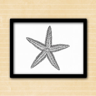 Starfish Illustration in Schwarzweiß Poster