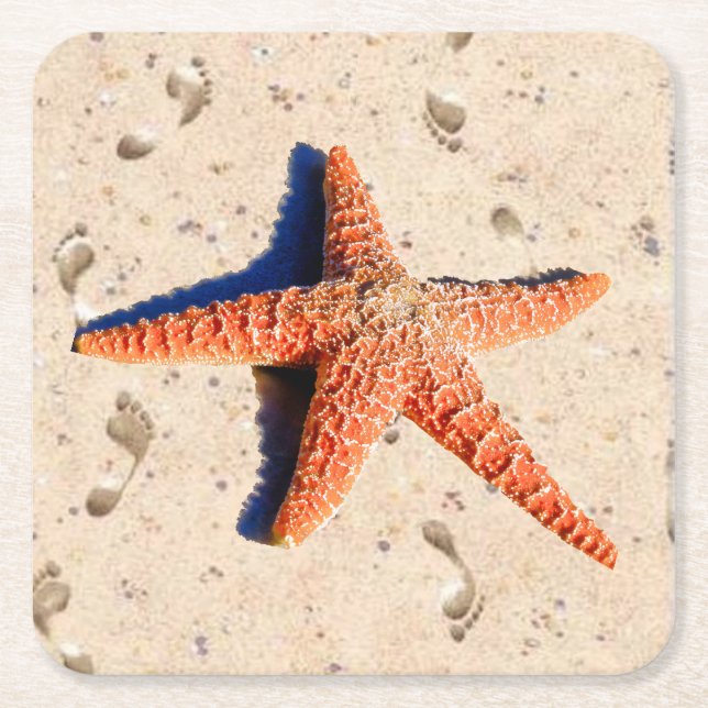 Starfish im Sand Rechteckiger Pappuntersetzer (Vorderseite)