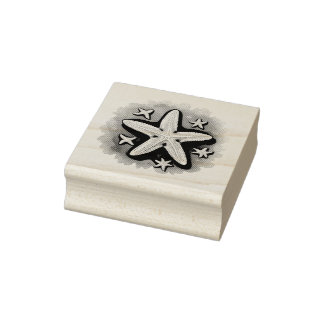 Starfish in Black Gummistempel