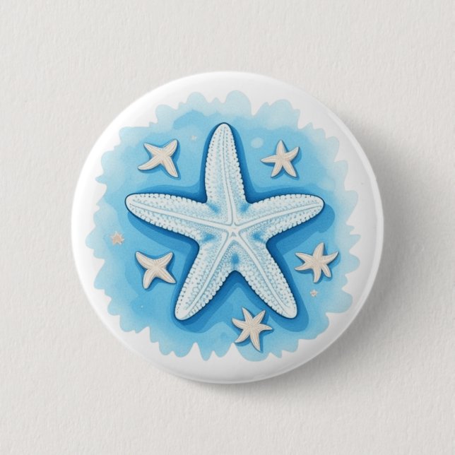 Starfish in Blau Button (Vorderseite)