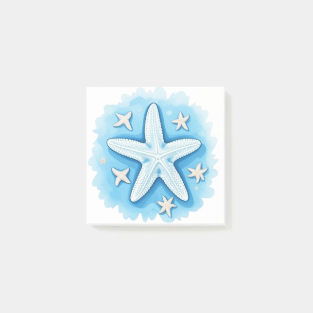 Starfish in Blau Post-it Klebezettel (Vorderseite)