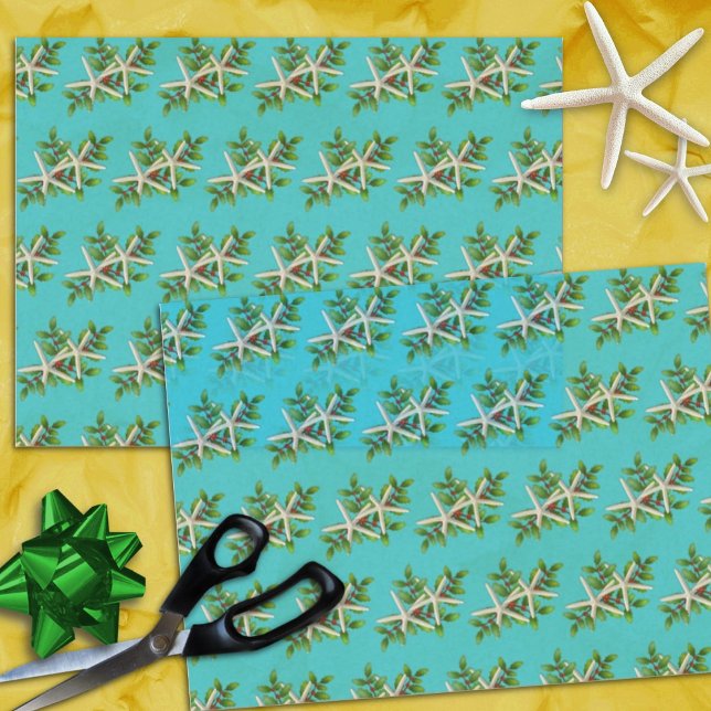Starfish in Holly Aqua Blue Christmas Seidenpapier (Von Creator hochgeladen)
