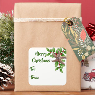 Starfish in Holly Green Beach Weihnachtsmarken Quadratischer Aufkleber