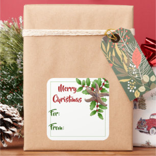 Starfish in Holly Green Beach Weihnachtsmarken Quadratischer Aufkleber