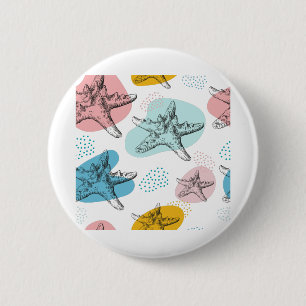 Starfish in trendigen Farben, elegantes Muster Button