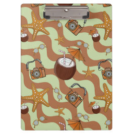 Starfish, Kokosnüsse und Kameras-Zwischenablage Klemmbrett