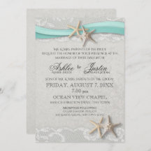 Starfish Lace Gray and Aqua Wedding