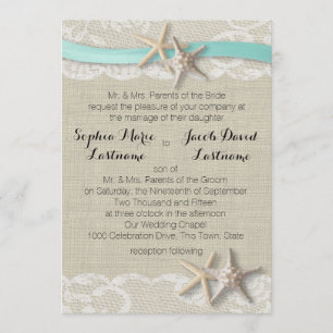 Starfish Lace und Ribbon Einladung
