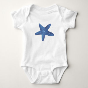 Starfish-Marine-Blau-Aquarell nautisch Baby Strampler