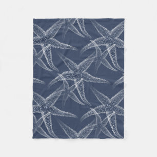 Starfish-Marine-Blau-Strand-Fleece-Decke Fleecedecke