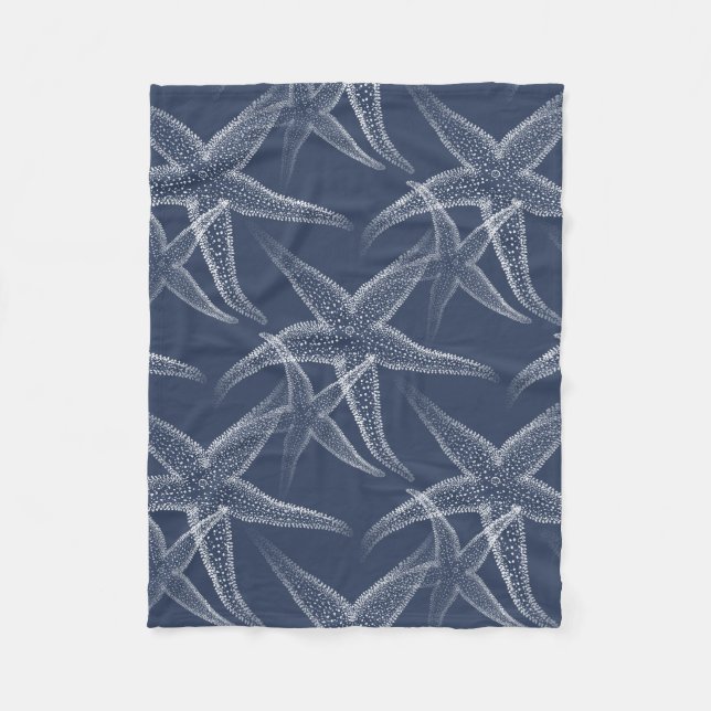 Starfish-Marine-Blau-Strand-Fleece-Decke Fleecedecke (Vorderseite)