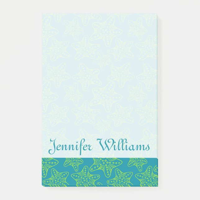 Starfish-Mengen-Muster | addieren Ihren Namen Post-it Klebezettel (Vorderseite)