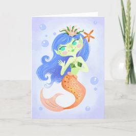 Starfish Mermaid Princess Birthday Karte