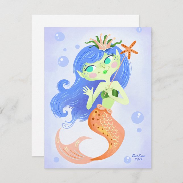 Starfish Mermaid Princess Blank Postkarte (Vorne/Hinten)