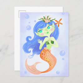 Starfish Mermaid Princess Postkarte