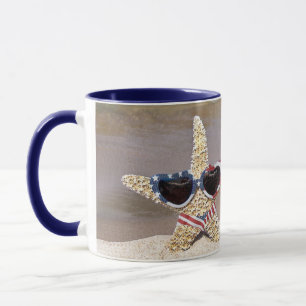 Starfish mit amerikanischer Flagge Tasse