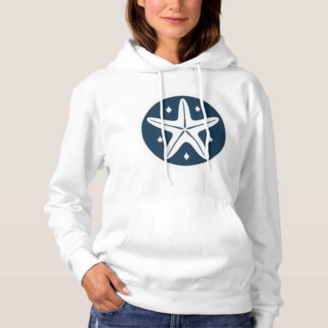 Starfish mit weißen Sternen Hoodie (Vorderseite)
