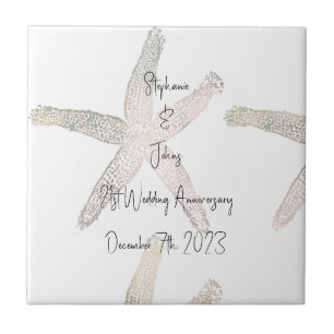 Starfish Monogramme zum 21. Hochzeitstag Fliese