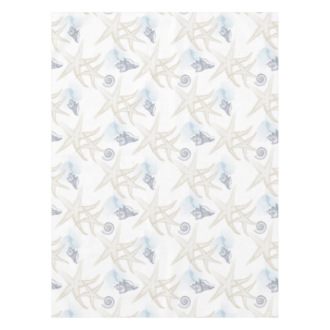 Starfish Muschel White Blue Beach Tischdecken (Vorderseite)