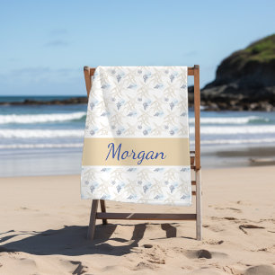 Starfish Muschel White Blue Personalisiert Beach H Strandtuch
