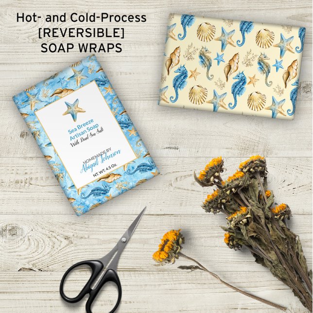 🐚 Starfish Muscheln Ivory & Blue Soap Wrap (🐚 Starfish Sea Shells Ivory & Blue Soap Wrap (No Minimums)
)