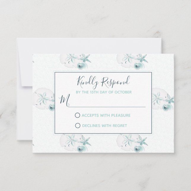 Starfish Muscheln Moderne elegante Beach UAWG Wedd RSVP Karte (Vorderseite)