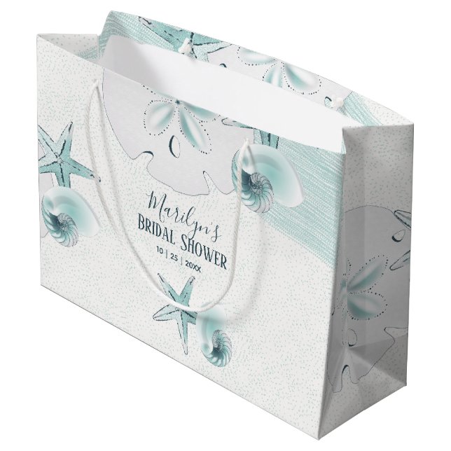 Starfish Muscheln Modernes elegantes Party am Stra Große Geschenktüte (Rückseite Schrägansicht)