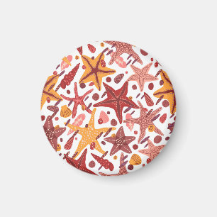 Starfish Muscheln: Skandinavisches Meeresmuster Magnet