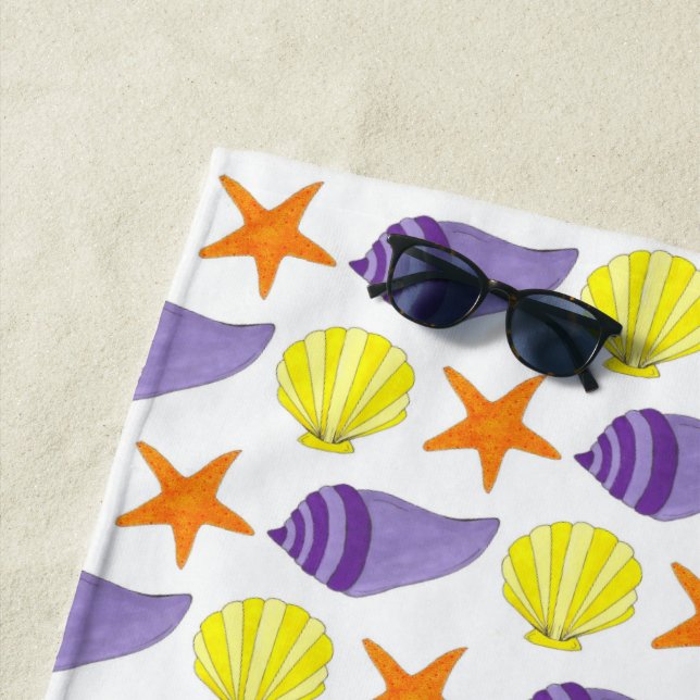 Starfish Muscheln Strandurlaub Gelb Strandtuch (Beispiel)