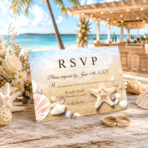 Starfish Muscheln Tropical Beach Wedding RSVP Card Einladung