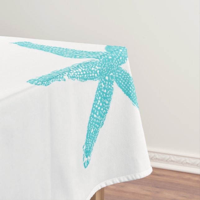 Starfish Muster Aquamarin Blue White Elegantes Par Tischdecke (Beispiel)