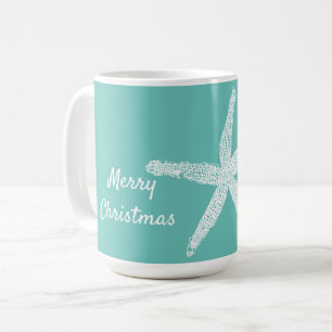 Starfish Muster Aquamarin White Beach Frohe Weihna Kaffeetasse
