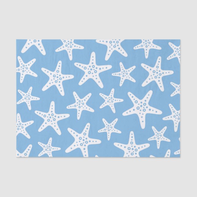 Starfish Muster Blau Seidenpapier (Vorderseite)