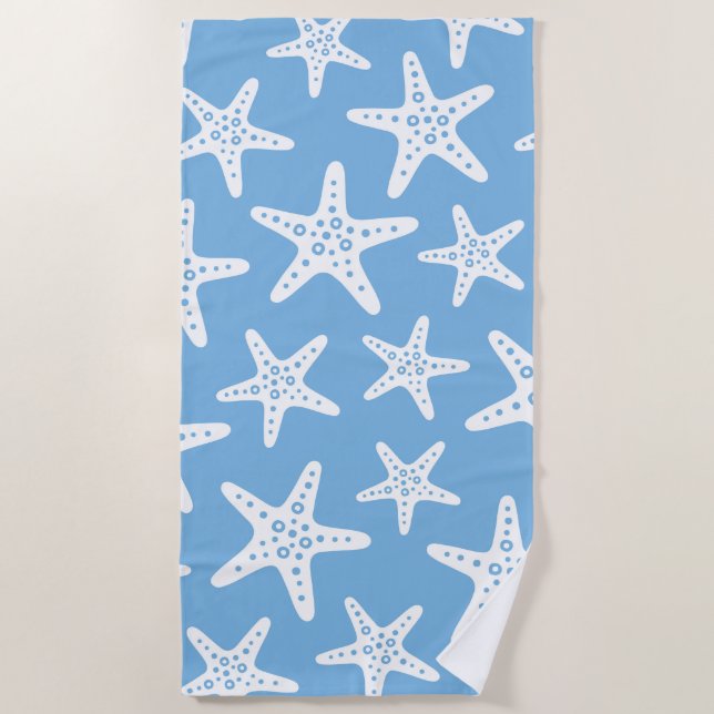 Starfish Muster Blau Strandtuch (Vorderseite)