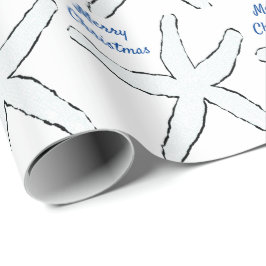 Starfish Muster Blue White Beach Frohe Weihnachten Geschenkpapier