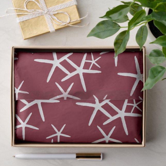 Starfish Muster Maroon Red Tissue Paper Seidenpapier (Geschenk)