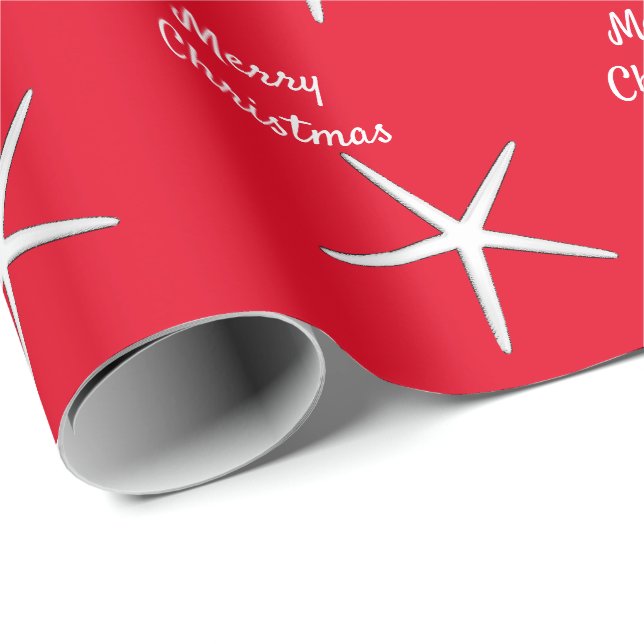Starfish Muster Red White Beach Frohe Weihnachten Geschenkpapier (Rolleneckpunkt)