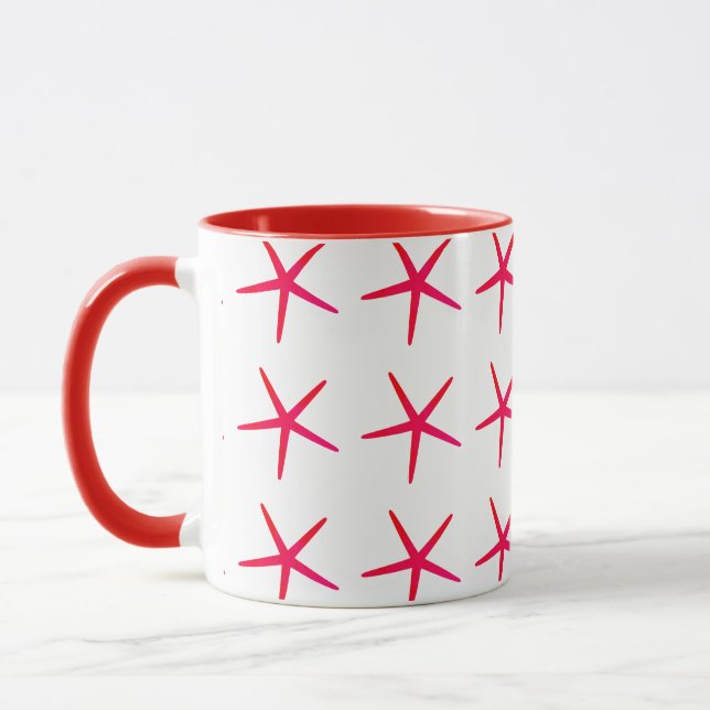 Starfish Muster Rosa Weißes Niedlich Tasse (Links)