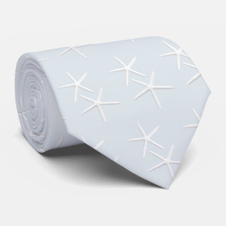 Starfish Muster Silver Gray Beach Groom Neck Tie Krawatte