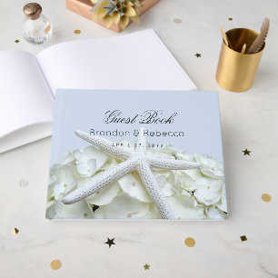 Starfish n Hydrangea Light Blue Wedding Guest Book Gästebuch