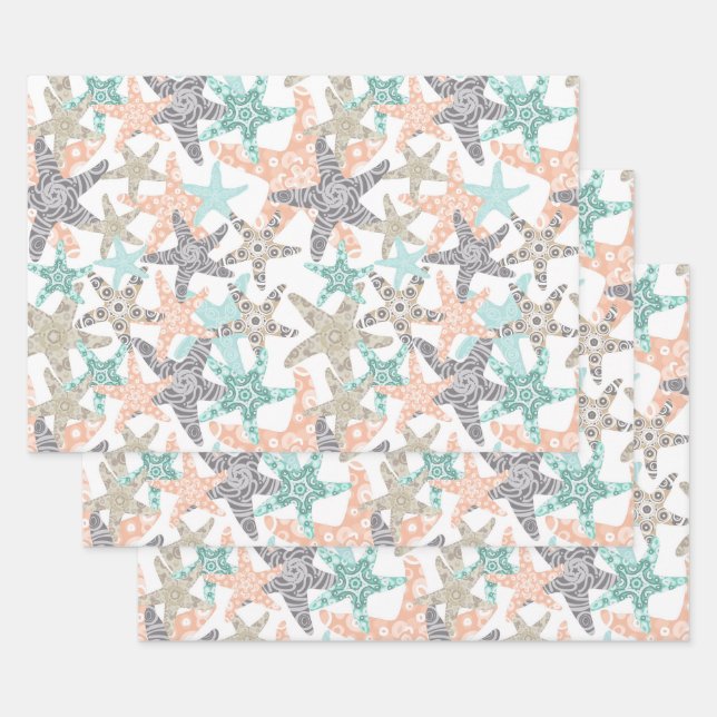 Starfish Nahtloses Muster-Wrapping Paper-Set Geschenkpapier Set (Set)