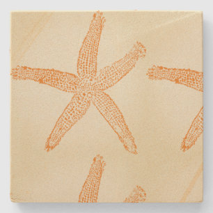 Starfish Nautical Beach Coral Orange Geschenk Gefa Steinuntersetzer