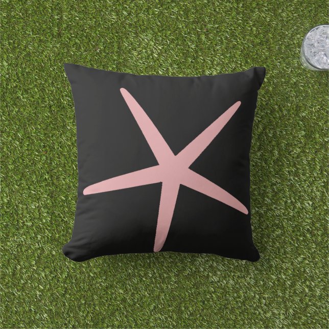 Starfish Nautical Beach Coral Pink Black Custom Kissen (Golfball-Marker)