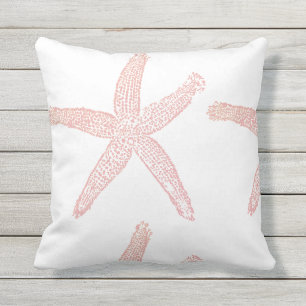 Starfish Nautical Beach Coral Pink Orange White Kissen