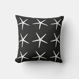 Starfish Nautical Beach Schwarz-weiße Muster Gesch Kissen
