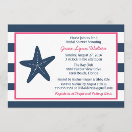Starfish Nautical Showeinladung, Marine und Rosa Einladung